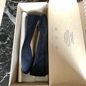 Rothys Navy Blue Metallic Lattice Stitch Flat 7.5